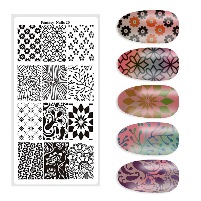 DANNEASY 6Pcs Nail Plate Stamping Set 1Nail Stamper 1Scraper 1Storage Bag Geometry Stripe Butterfly Design Nail Template Image Plate Manicure Stamp Kit Kit 1 - BeesActive Australia