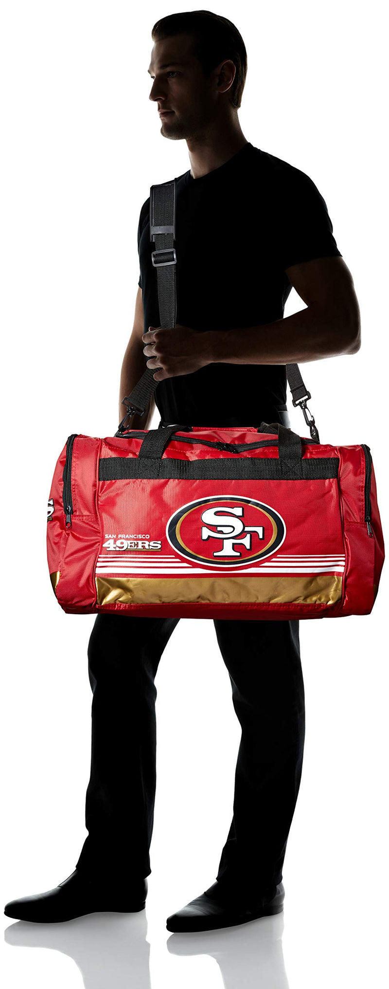 San Francisco 49ers Medium Striped Core Duffle Bag - BeesActive Australia