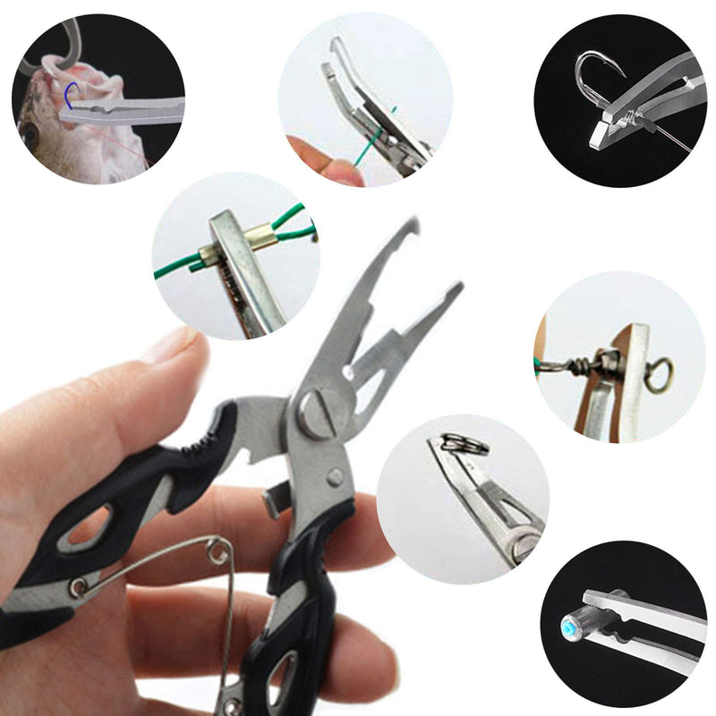 LAIBOREC Fishing Pliers, Multi-Function Hook Remover Split Ring Fishing Gears Accessories, Stainless Steel Line Cutter with Sheath and Lanyard Fly Fishing Tools Set - BeesActive Australia
