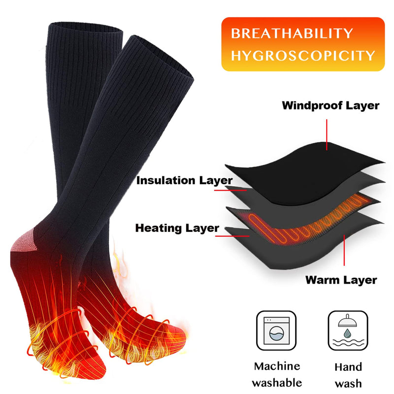 Heated Socks, Upgraded Rechargeable Thermal Electric Socks for Men & Women, Winter Warm Cotton Socks withsocks with 3 temperature settings for Winter Activities Including Fishing Camping Skiing,and More NEW-Black - BeesActive Australia