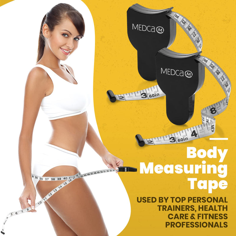 Body Tape Measure and Skinfold Caliper for Body Set - (Pack of 2) - Skin Fold Body Fat Analyzer and BMI Measurement Tool by MEDca - BeesActive Australia