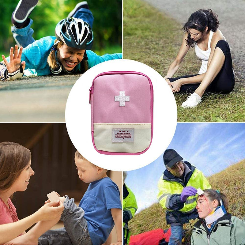 Qanye 2 Pieces Emergency Storage Bag, Empty Medicine Bag, Travel Medicine Storage Bag, First Aid Kit Empty Bag, for Emergencies at Home, Office, Travel, Hiking, Camping (Blue, Pink) Small (Klein) Klein - BeesActive Australia