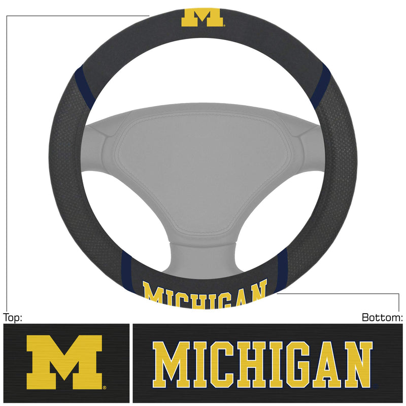 FANMATS 14822 NCAA University of Michigan Wolverines Polyester Steering Wheel Cover,multi,15"x15" - BeesActive Australia