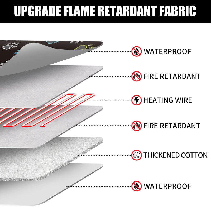 Furrybaby Pet Heating Pad, Waterproof Dog Heating Pad Mat for Cat Pet Heated Warming Pad with Durable Anti-Bite Tube Indoor for Puppies Dogs Cats Temp adjustable round 12in 1 pack black - BeesActive Australia