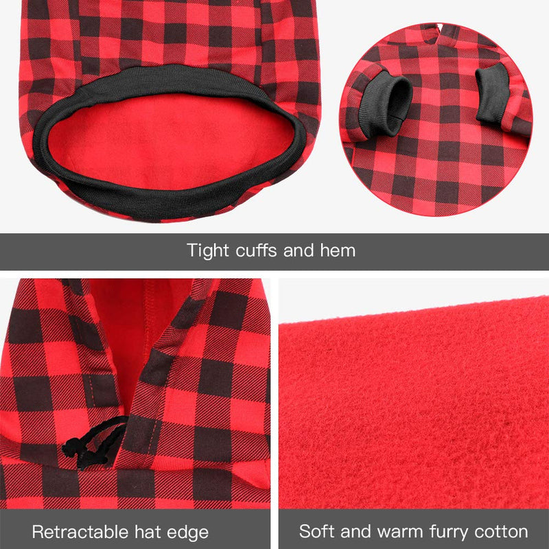 Mtliepte Red Plaid Dog Hoodie Sweater for Dogs Pet Clothes with Hat and Pocket XL - BeesActive Australia