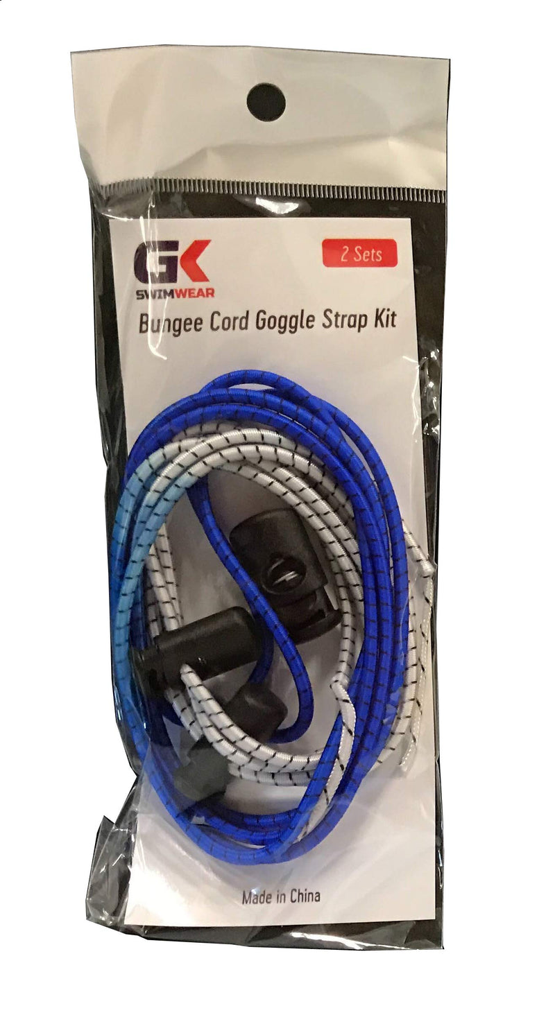 [AUSTRALIA] - GK Swimwear Bungee Cord Goggle Strap Kit (2 Sets) Blue/White 
