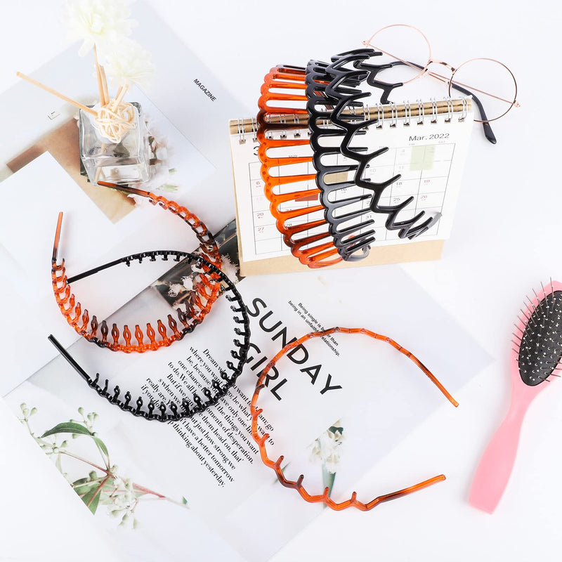 6 Pcs Tooth Hairbands for Women Girls, Plastic Hair Bands Tooth Hair Comb Headband Wavy Hair Hoop for Hair Styling - BeesActive Australia