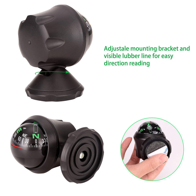 10L0L Golf Cart Compass Dash Mount Adjustable, Navigation Hiking Direction Pointing Guide Ball for Boat Truck Auto Car Outdoor - BeesActive Australia