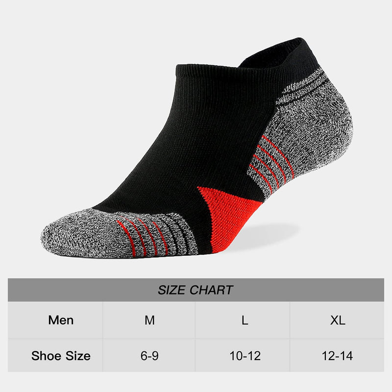 WANDER Men's Athletic Running Socks 7 Pairs Thick Cushion Ankle Socks for Men Sport Low Cut Socks 6-9/10-12/12-14 7 Pairs Black Red X-Large - BeesActive Australia