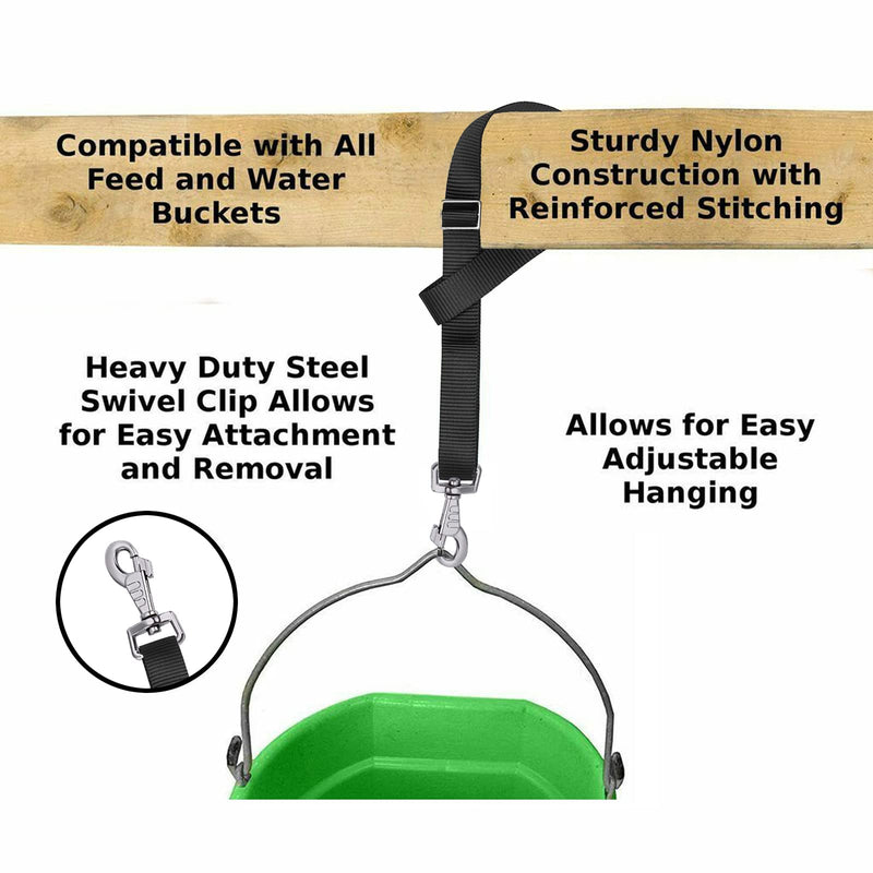 Rosemarie Horse Bucket Strap Hangers,Horse Suppliers Adjustable Nylon Straps up to 700 lbs for Hay Nets, Water Buckets,Hanging-Pratical and Easy Use (4 Pack), 1"x22" Black - BeesActive Australia