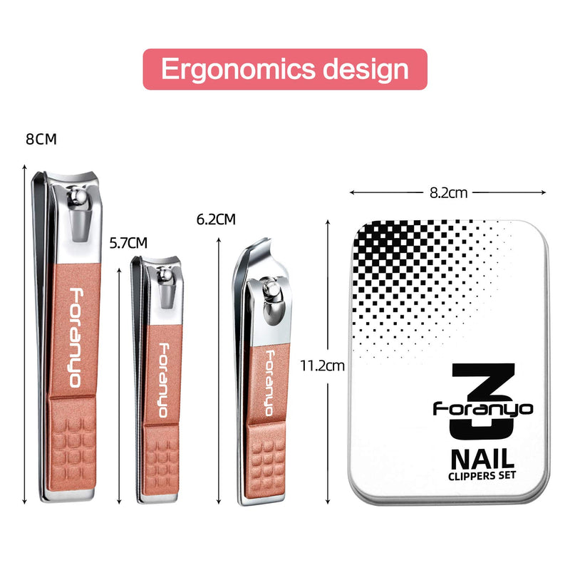 Nail Clippers, 3PCS Nail Kit & Manicure Set Professional, Manicure Kit with Fingernail Clippers, Sharp and Durable Nail Clipper Set for Podiatrist/Ingrown/Seniors with Metal Case (Pink) A-Pink - BeesActive Australia