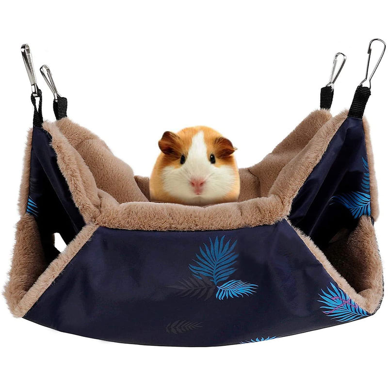 Petmolico Small Pet Hanging BunkBed Warm Hammock Bed Cage Accessories Bedding Hideout Playing Sleeping for Parrot Sugar Glider Ferret Squirrel Hamster Rat Navy Blue - BeesActive Australia