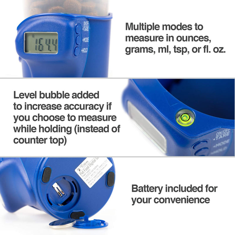 PetFusion Digital Food Scale & Scoop for Dry Dog Food & Cat Food (1, 2 Cup). [Precision Dog Food Measuring Cup for Better Nutrition, Weight Control, Savings]. 1 Year Warranty for Manufacturer Defects Blue - BeesActive Australia