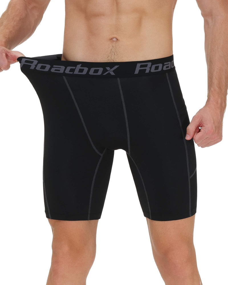 Roadbox Compression Shorts for Men, Athletic Running Spandex Compression Underwear Shorts with Perfect Pocket Black,black,black X-Large - BeesActive Australia