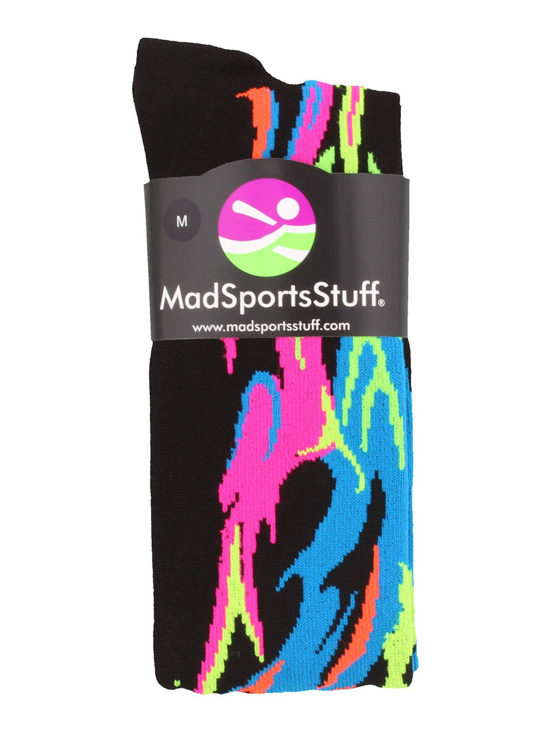 [AUSTRALIA] - MadSportsStuff Flame Socks Athletic Over The Calf Socks (Multiple Colors) Multi Neon/Black Medium 