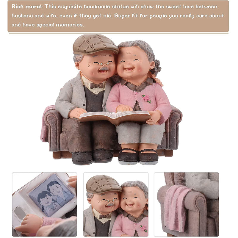 HOWADE Loving Elderly Couple Figurines,Love Lasts Resin Couple Figurine,Grandparents Couples Elderly Life Decorative Statue Ornaments for Wedding Anniversary Home Birthday (Reading Style) Reading Style - BeesActive Australia