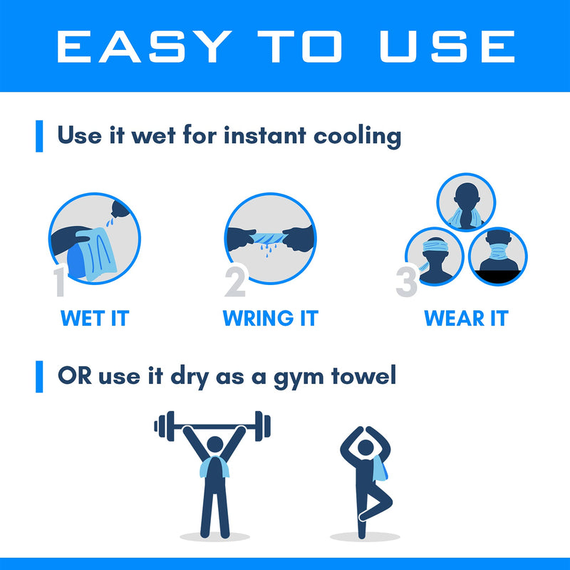Cooling Towels 3 Pack - Lightweight Microfiber Towel for Gym, Workout, Sport & Sweat - Quick Dry Towel for Body, Neck & Face During Work, Travel, Camping, Swimming, Beach, Hot Weather for Men & Women Two Tone Blue - BeesActive Australia