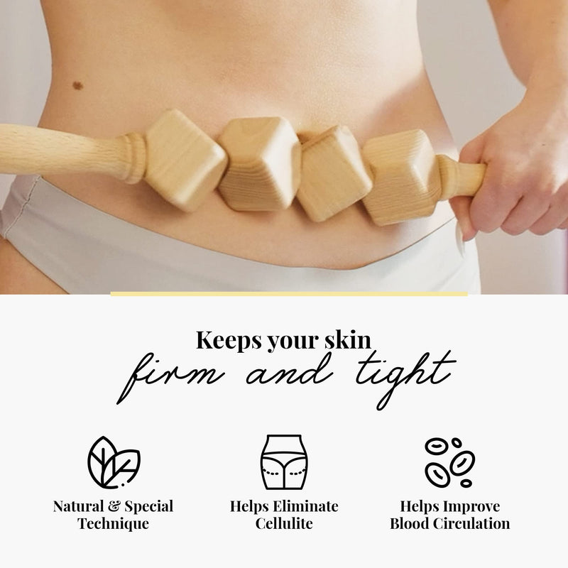 Tuuli Accessories Anti Cellulite Massage Roller Dice Roller Tool Massager Maderotherapy Wooden 40 cm - BeesActive Australia