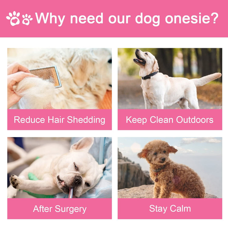 Due Felice Dog Onesie Shedding Suit Full Coverage Pet Surgical Recovery Bodysuit After Surgery Wear Cone Collar Cone Alternative Anxiety Calming Shirt for Female Male Dog Medium Pink - BeesActive Australia
