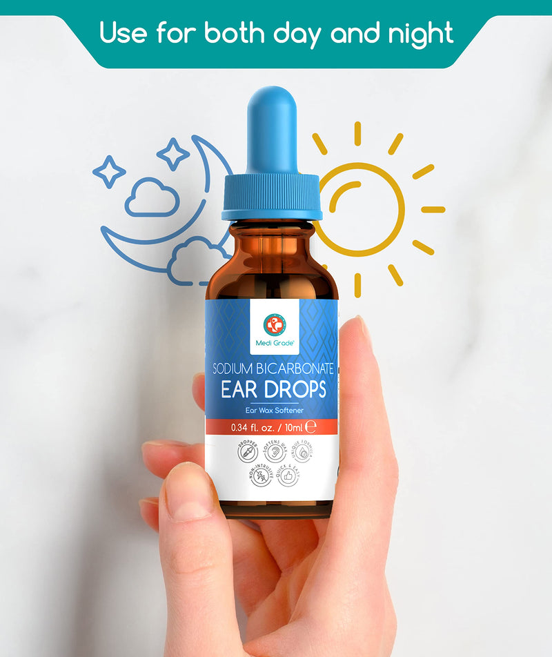 Medi Grade Sodium Bicarbonate Ear Wax Removal Drops, 10ml - 100% Natural Ear Cleaner Ear Wax Removal Kit Drops for Softening & Removing Earwax Buildup - Quick Action Ear Drops for Wax Ear Cleaning Kit - BeesActive Australia