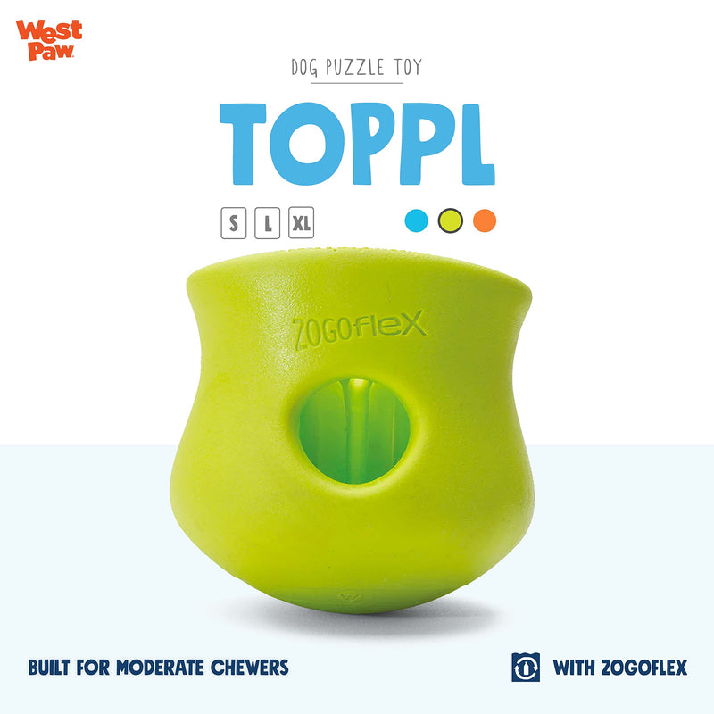 WEST PAW Zogoflex Toppl Treat Dispensing Dog Toy Puzzle – Interactive Chew Toys for Dogs – Dog Enrichment Toy for Moderate Chewers, Fetch, Catch – Holds Kibble, Dog Training Treats, Made in USA Large Granny Smith - BeesActive Australia