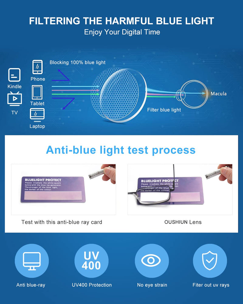 OuShiun 3-Pack Mens Reading Glasses Blue Light Blocking, Stylish Metal Frame Computer Readers for Men Anti Glare UV Fiter Eyeglasses Black 1.0 x - BeesActive Australia