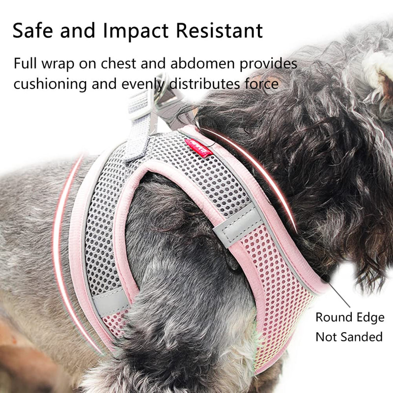 Mitili Dog Harness with Leash Set, No Pull Dogs Vest Harnesses Step-in Air Reflective Adjustable Breathable Mesh Cat Harness fit Small Medium Puppy Pet Cats (M(Chest:13-16"), Fresh Pink) - BeesActive Australia