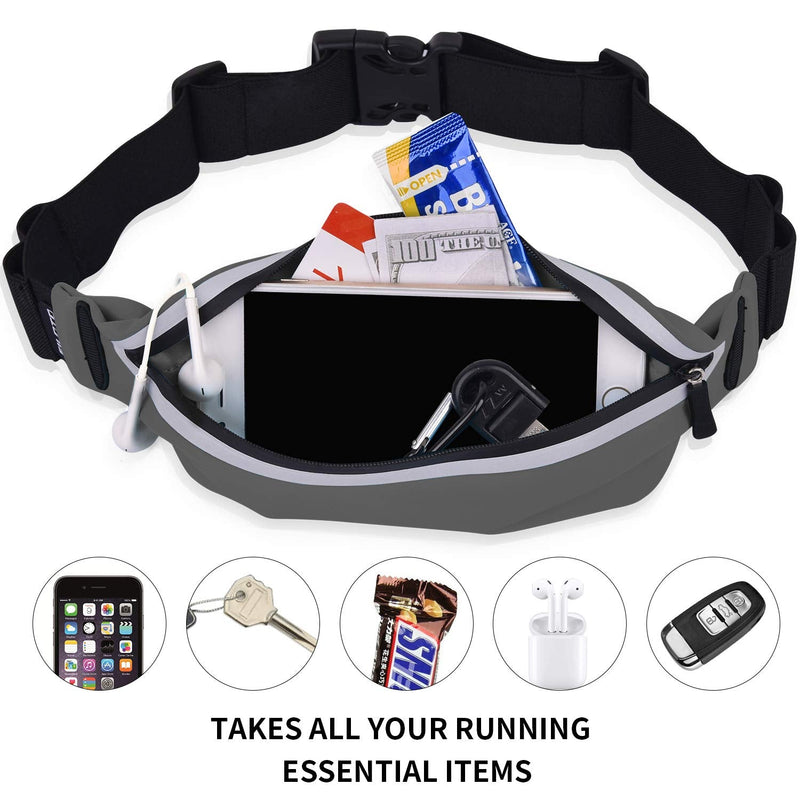 Filoto Running Belt for iPhone X 6 7 8 Plus, USA Patented Hands-Free Reflective Waist Runner Pouch, No-Bounce Adjustable Fitness Workout Fanny Pack Phone Holder for Women Men Upgrade Gray - BeesActive Australia