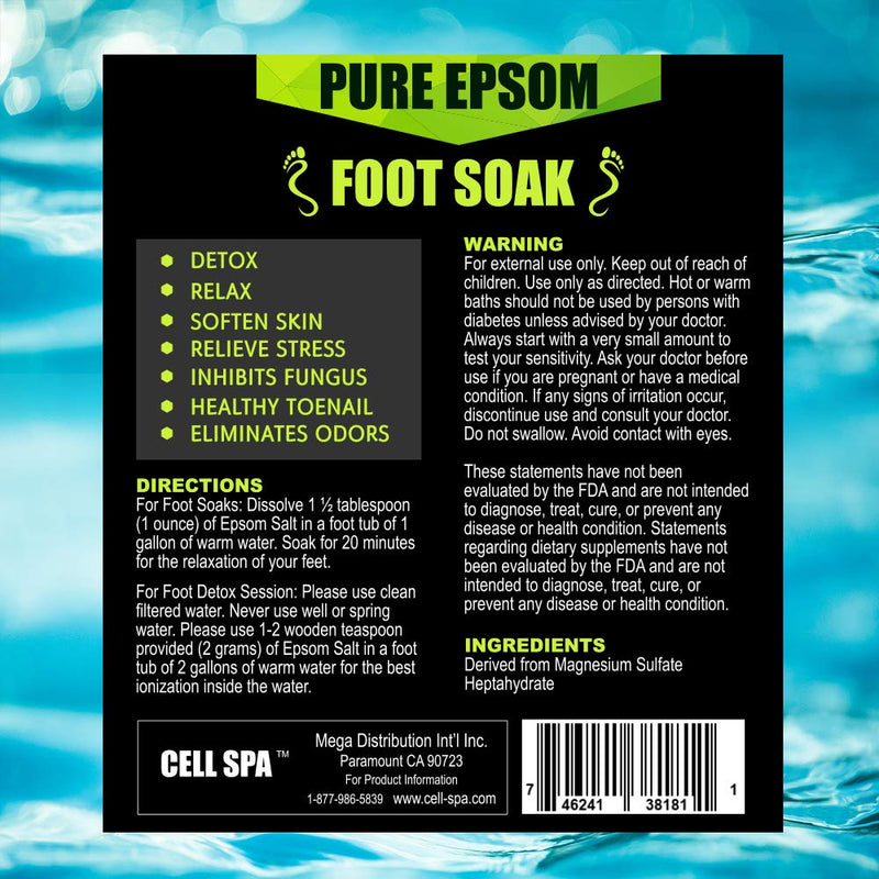 Cell Spa Detox Foot Soak Bath Premium 16 Ounce Lavender Scented Epsom Salt Magnesium Sulfate to Help Detox, Relieve Stress, Eliminate Odors & Soften Your Feet (UNSCENTED) UNSCENTED - BeesActive Australia