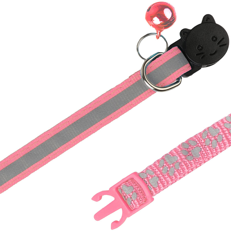 BANMODER 2 Pack Reflective Cat Collar Breakaway with Bell,Personalized Kitten Collars,Adjustable Safety Buckle Collar for Male Cats Girls & Boys Pink - BeesActive Australia