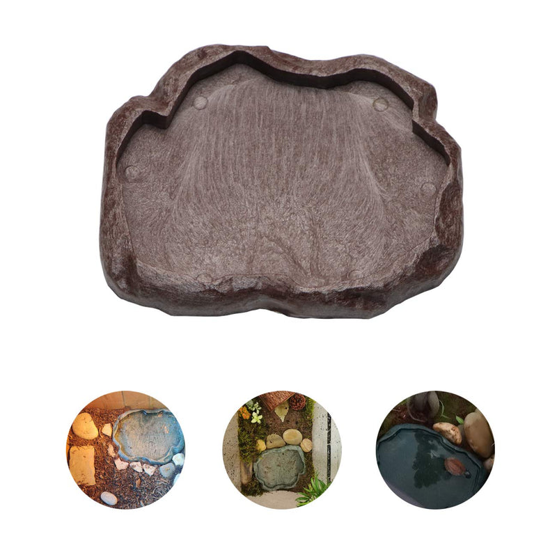 Wontee Reptile Food Water Dish Leopard Gecko Resin Feeder Bowl for Lizard Chameleon Iguana Bearded Dragon Ball Python Hermit Crab Turtle Tortoise Brown - BeesActive Australia