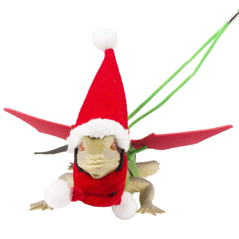 ADOGGYGO Christmas Bearded Dragon Santa Hat Scarf Lizard Leash Harness Set - Lizard Christmas Costume Christmas Scarf and Hat + 3 Pack Bearded Dragon Harness Leash for Reptile Christmas Green & Red - BeesActive Australia