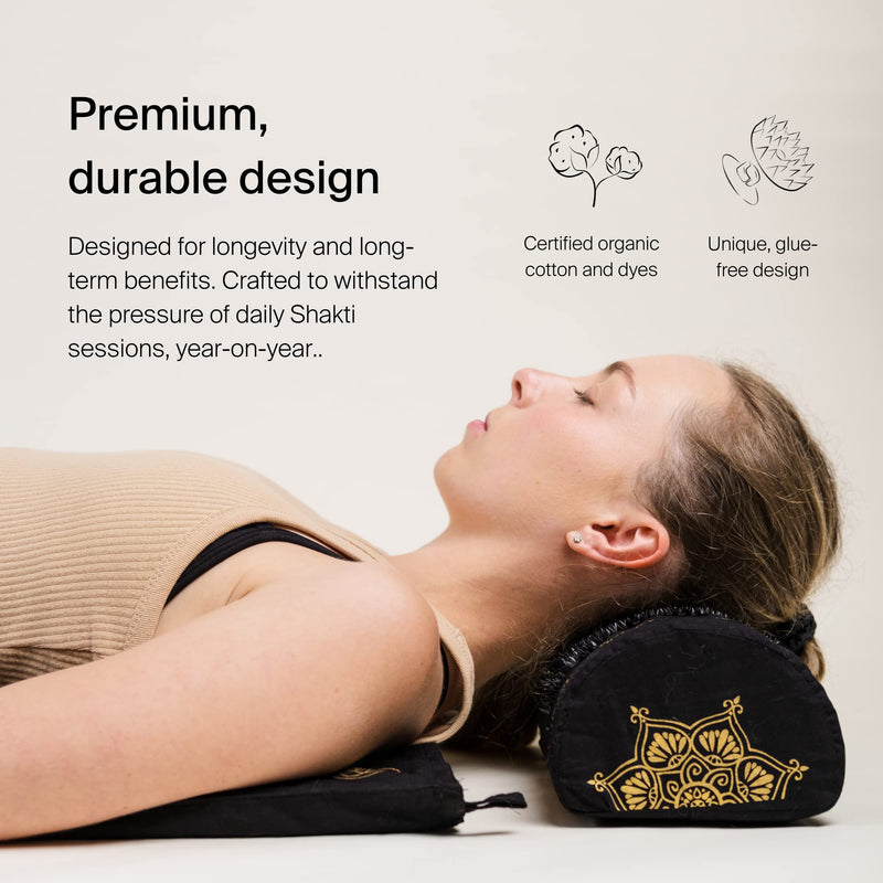 Shakti Premium Acupressure Pillow Black Level 2, Sustainable & Durable, Relieves Stress & Tension, Promotes Relaxation & Focus, Ethically Handcrafted Acupuncture Massage Pillow in India, Cotton 1 Count (Pack of 1) Shakti Black - BeesActive Australia