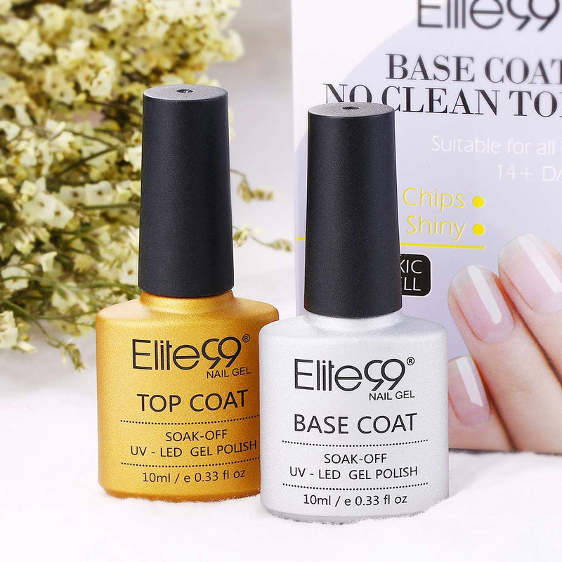 Elite99 No Wipe Top Coat Base Coat Gel polish Soak Off UV LED Gel Nail Polish Lacquer 10ml Clear - BeesActive Australia