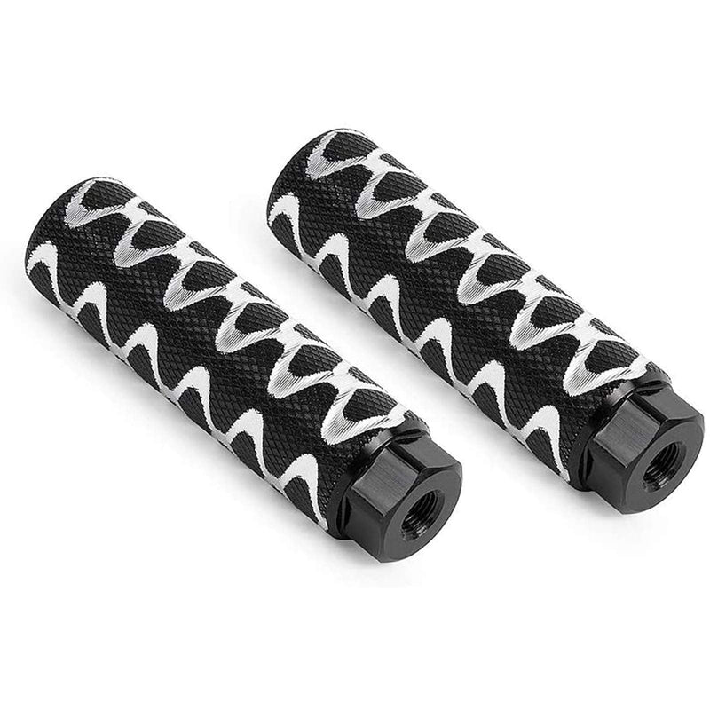 OUTLETNY Bike Pegs, 3/8 inch - 26 Teeth Aluminum Alloy Bike Pegs Anti-Skid Foot Pedals BMX Pegs Rear Axles Stunt Pegs 2Pcs Black - BeesActive Australia