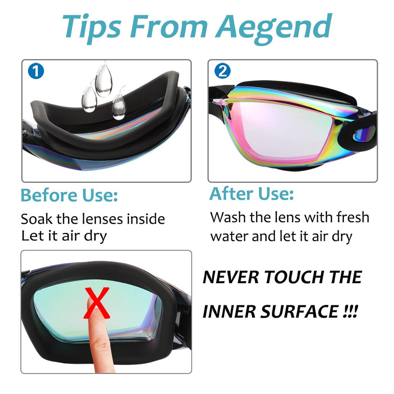 [AUSTRALIA] - Aegend Swim Goggles, Pack of 2 Swimming Goggles No Leaking Anti Fog UV Protection Crystal Clear Vision Triathlon Swim Goggles with Free Protection Case for Adult Men Women Youth Teens, 10 Choices Aqua & Bright Rose 