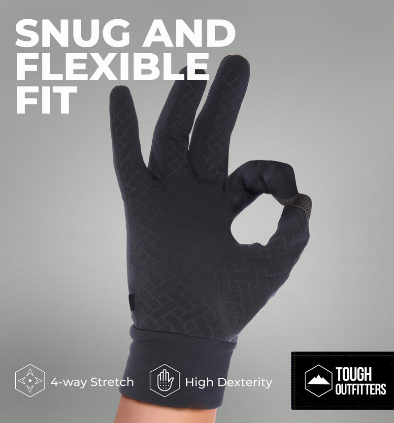 Running Gloves with Touch Screen - Winter Glove Liners for Texting, Cycling - Thin & Lightweight Cold Weather Thermal Gloves X-Large - BeesActive Australia