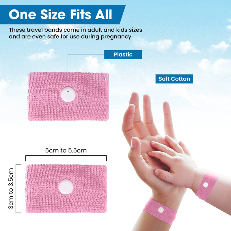 Anti-Sickness Travel Bands - Acupressure Wristbands for Motion Sickness and Nausea Relief (X1 Pair (Pink)) X1 PAIR (Pink) - BeesActive Australia
