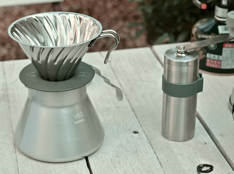 HARIO O-VMM-1-HSV V60 Metal Coffee Grinder, 0.6 oz (17 g), Silver, Made in Japan mill - BeesActive Australia