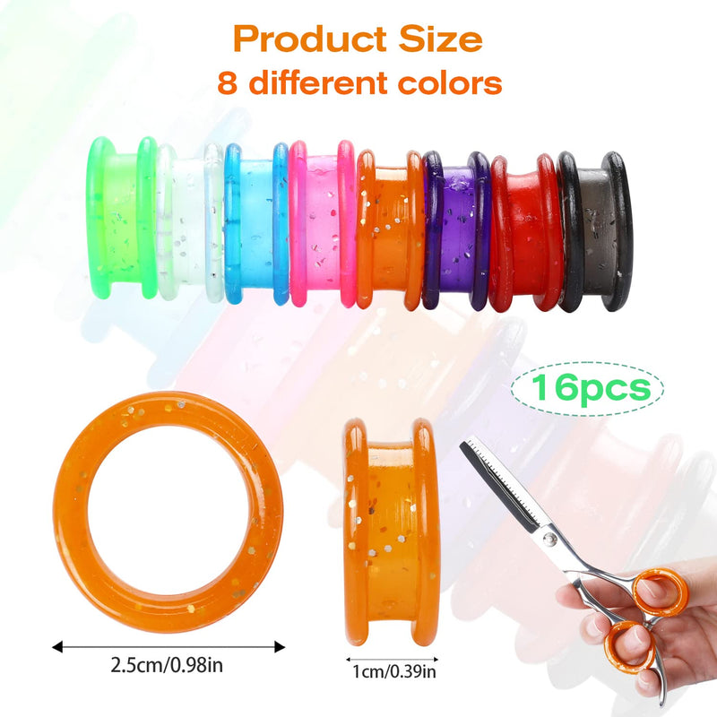 16Pcs Scissors Finger Rings Pet Hair Shears Finger Rings Grooming Shear Thumb Inserts Finger Protector Ring Soft Silicone Scissor Accessories - BeesActive Australia