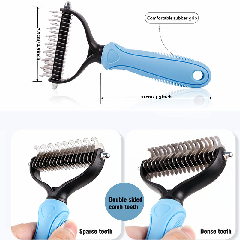 Undercoat Rake for Dogs, Long Tooth Dog Grooming Rake + Deshedding Brush Comb, Dematting Tool Set Pet Beauty Brushes for Grooming Middle Large Dog Longhair Cat Horse, German Shepherd Comb Husky Brush - BeesActive Australia