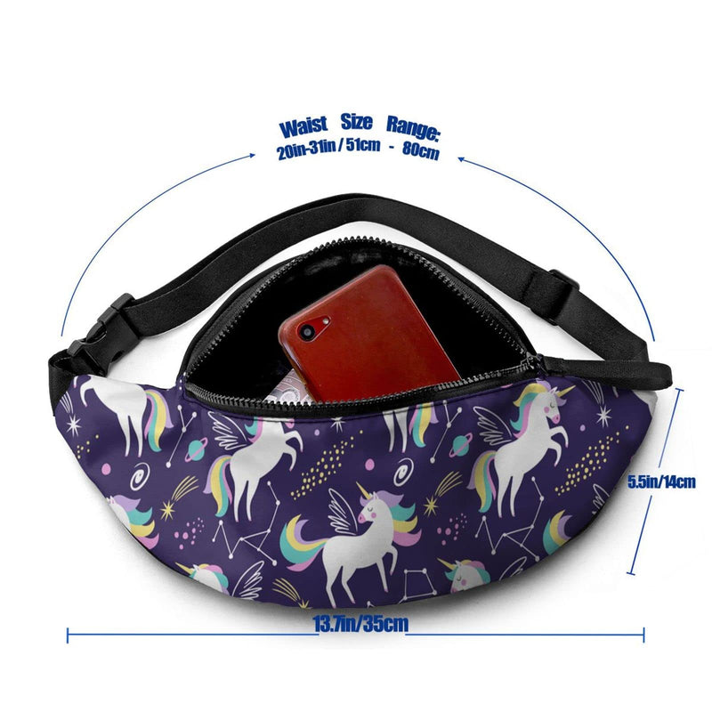 Cute Unicorns Fanny Pack For Men Women,With Adjustable Zipper Lightweight Strap Waist Pack For Casual Running Hiking Cute Unicorns - BeesActive Australia