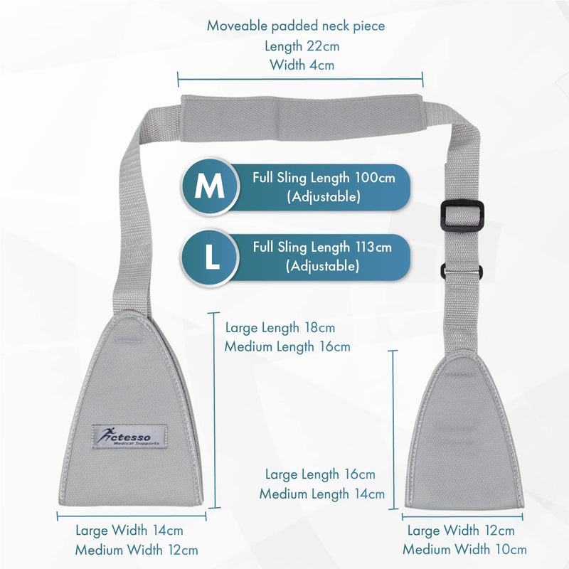 Actesso Web Medical Arm Sling - Designed to immobilise and stabilise The arm, Wrist, and Shoulder Following Injuries or for a Broken arm and cast Support. Sizes for Adults & Kids (Large) Grey L (Pack of 1) - BeesActive Australia