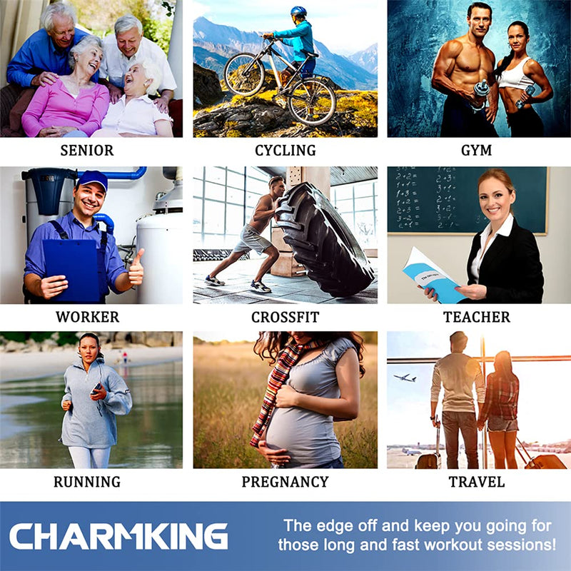 CHARMKING 3 Pairs Copper Compression Socks for Women & Men Circulation 15-20 mmHg is Best for All Day Wear Running Nurse Small-Medium 19 Strip-black/White/Pink - BeesActive Australia