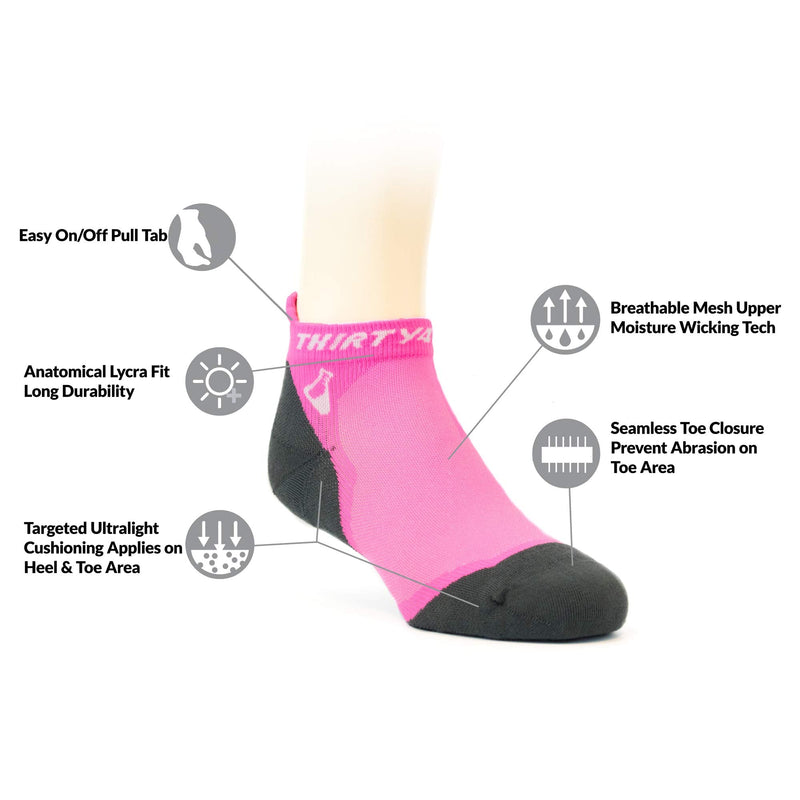 Thirty48 Ultralight Athletic Running Socks for Men and Women with Seamless Toe, Moisture Wicking, Cushion Padding Small [3 Pairs] Pink/Gray - BeesActive Australia