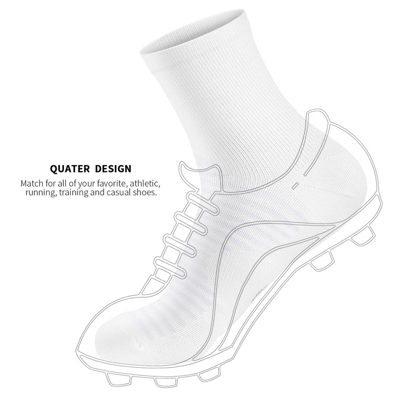 Compression Running Ankle Socks for Men and Women (6 Pairs), Quarter Athletic Socks for Running, Cycling, Golf, Work Black/White/Gray (2 Pairs Per Each Color) Large-X-Large - BeesActive Australia
