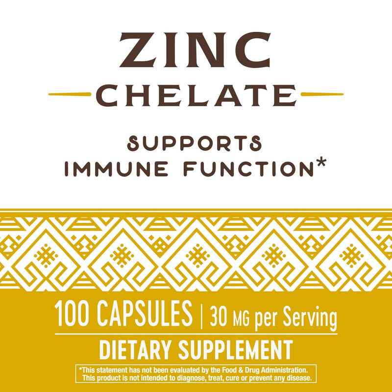 Nature's Way Zinc Chelate 30 Mg Potency Enhanced Absorption 100 Capsules, 100 Count - BeesActive Australia