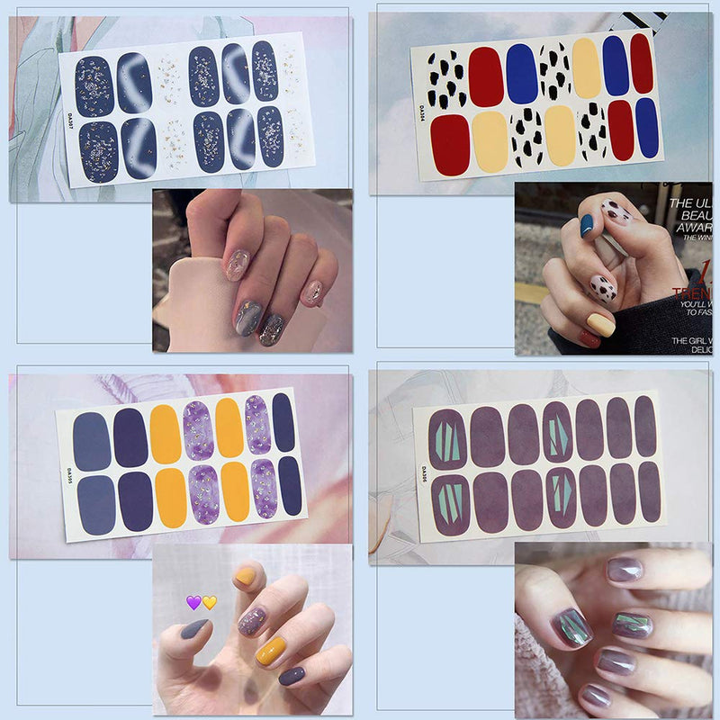 WOKOTO 12 Sheets Adhesive Nail Polish Wrap Stickers Strips With 1Pc Nail File Gradient Nail Art Decals Manicure Accessories For Women KIT2 - BeesActive Australia