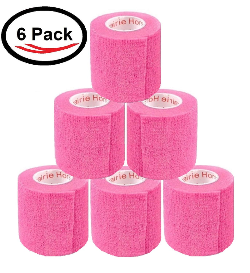 2 Inch Self Adhesive Medical Bandage Wrap Tape (Bright Pink) (6 Rolls) Self Adherent Cohesive First Aid Sport Flex Wrist Ankle Knee Sprains and Swelling Bright Pink 6 Count (Pack of 1) - BeesActive Australia