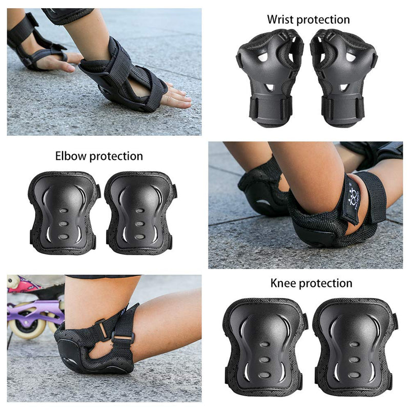 boruizhen Kids & Adult/Youth Knee and Elbow Pads with Wrist Guards 3 in 1 Protective Gear Set for Skateboarding Cycling BMX Bike Scooter Skating Rollerblading Riding Black Small (3-7 years) - BeesActive Australia